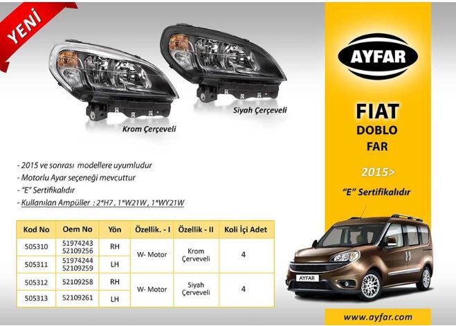F.DOBLO SOL ÖN FAR MOT. SİYAH 15-